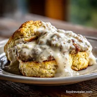 Biscuits and Sausage Gravy: Velvety and Peppery