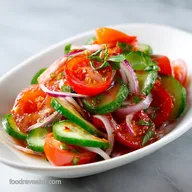 Cucumber Tomato Onion Salad with Vinegar