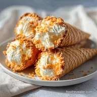 Peach Cobbler Stuffed Cones in 35 Minutes