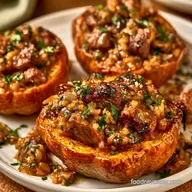 Stuffed Acorn Squash Ground Beef: Baked