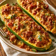 Zucchini Ground Beef Boats for 6 Servings