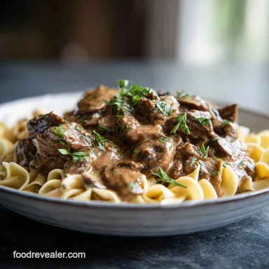 Beef Stroganoff in 35 Minutes Recipe Card