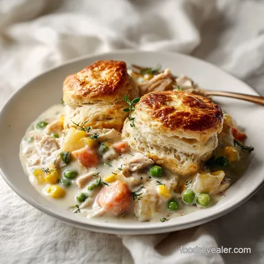 Chicken Pot Pie Casserole with Biscuits in 45 Minutes Recipe Card