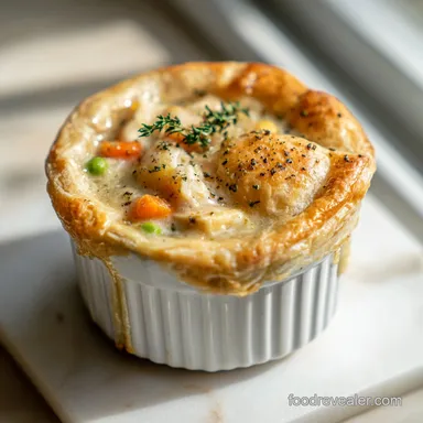Chicken Pot Pie Recipe in 50 Minutes with Golden Puff Pastry Recipe Card