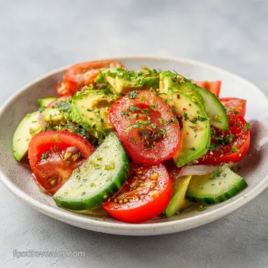 Cucumber Tomato Avocado Salad for 4 Servings Recipe Card