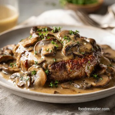 Salisbury Steak w/ Mushroom Gravy for 4 Servings Recipe Card