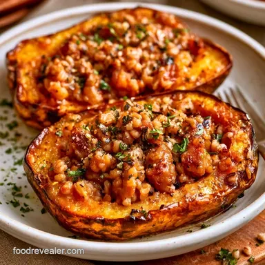 Stuffed Acorn Squash with Sausage Recipe Card