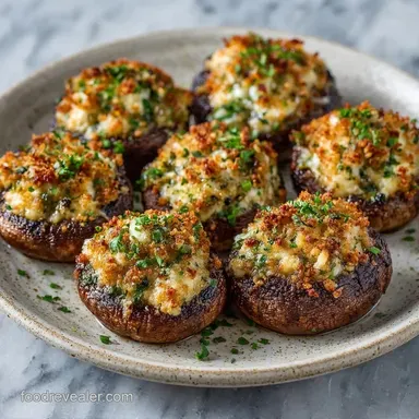 Garlic Cheese Stuffed Mushrooms (Baked) Recipe Card
