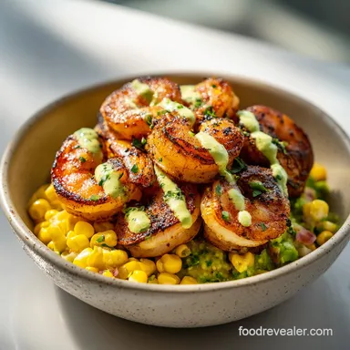 Grilled Shrimp Bowl with Avocado Corn for 4 Servings Recipe Card