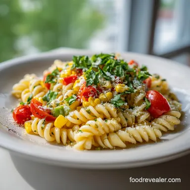 Healthy Street Corn Pasta Salad in 30 Minutes Recipe Card