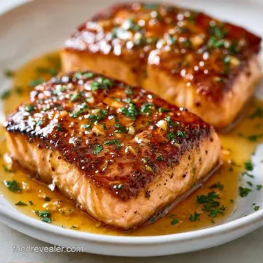 Honey Garlic Butter Salmon in 25 Minutes Recipe Card