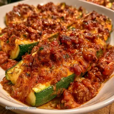 Italian Zucchini Boats with Ground Beef Recipe Card