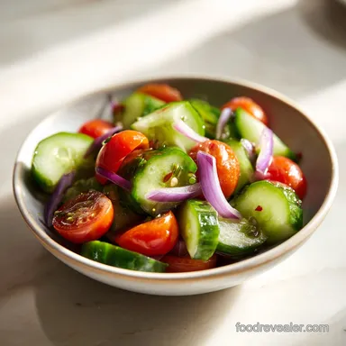 Cucumber Tomato Salad in 15 Minutes Recipe Card