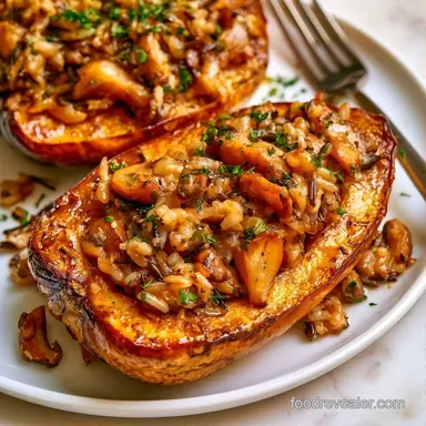 Mushroom Stuffed Squash for 4 Servings Recipe Card