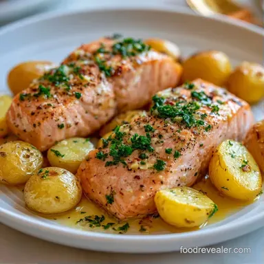 Oven Baked Salmon with Veggies in 30 Min Recipe Card