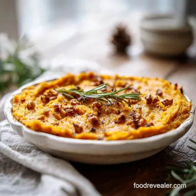 Sweet Potato Casserole with Pecan Topping for 12 Servings Recipe Card