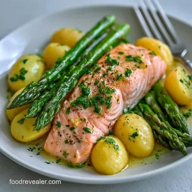 Salmon Foil Packets with Baby Potatoes Recipe Card