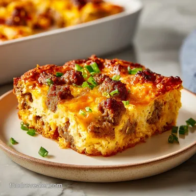 Sausage Breakfast Casserole for 10 Servings Recipe Card