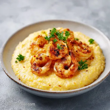 Southern Shrimp and Grits for 4 Servings Recipe Card