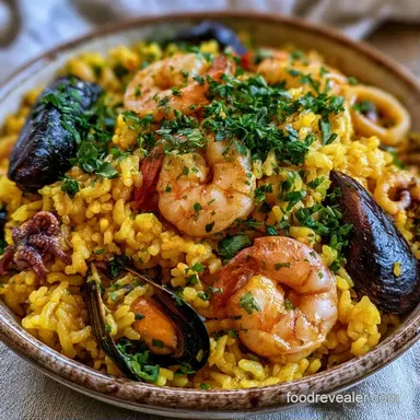 Seafood Paella for 6 Servings Recipe Card