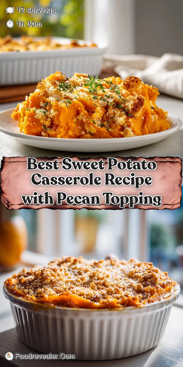 Close-up of bubbly sweet potato casserole's pecan topping, showing caramelized nuts and baked edges.