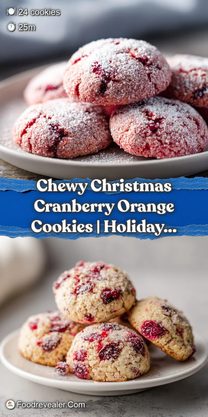 Close-up of a moist cranberry orange cookie, its surface crinkled and speckled with jewel-toned cranberries, showcasing it...