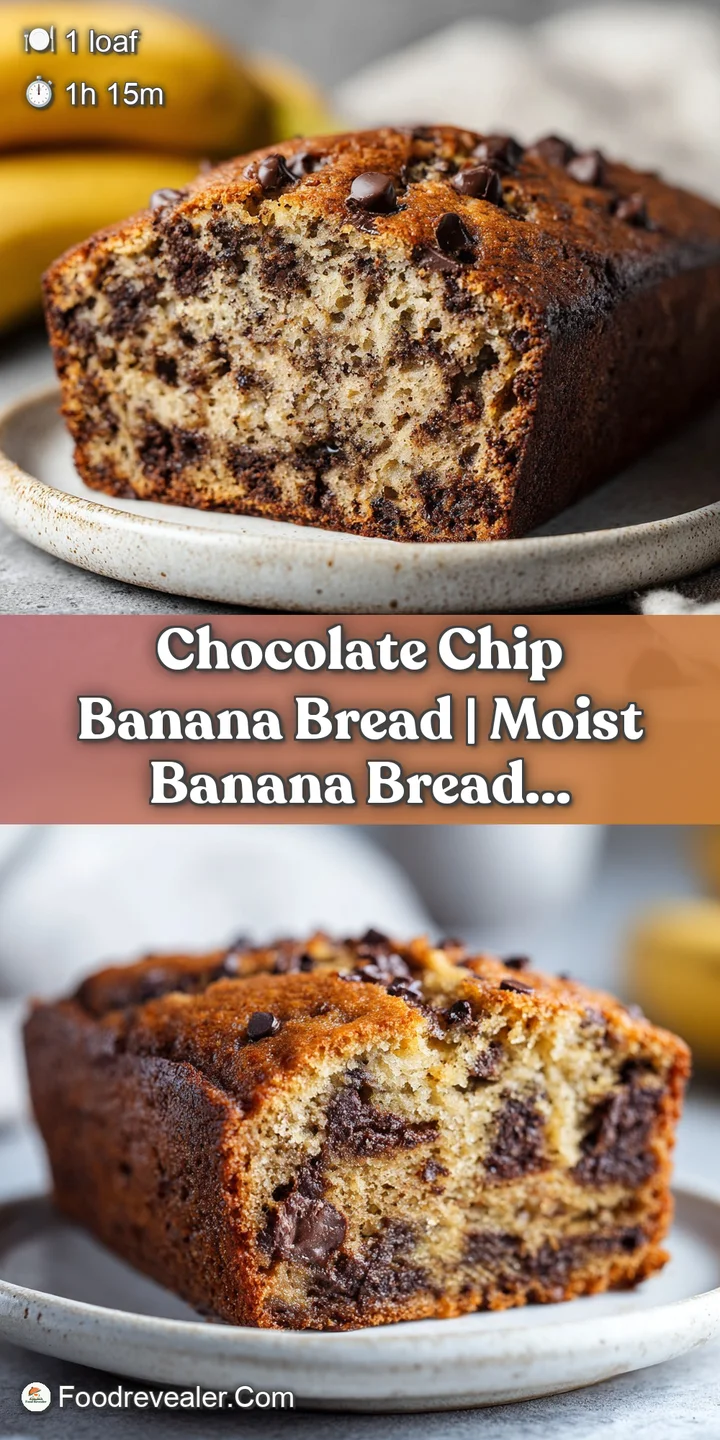 Close-up of a fluffy banana bread slice, showcasing pockets of gooey, melted dark chocolate chips.