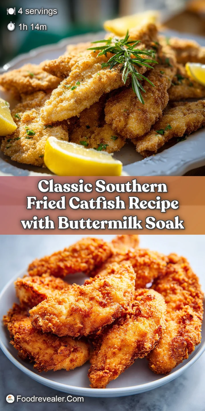 Close-up of golden-brown, crispy fried catfish, highlighting the flaky texture and inviting warmth of a Southern classic.