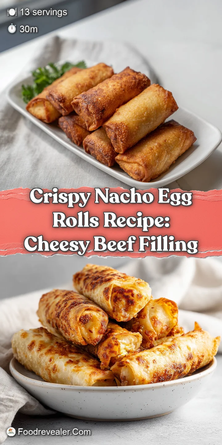 Close-up captures the golden-brown, blistered surface of a nacho egg roll, hinting at the gooey, melted cheese inside.