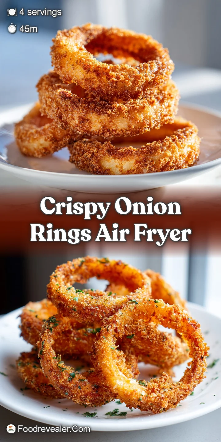 Close-up captures the irresistible texture of crispy, golden-brown onion rings, their fried layers visible and appetizing.