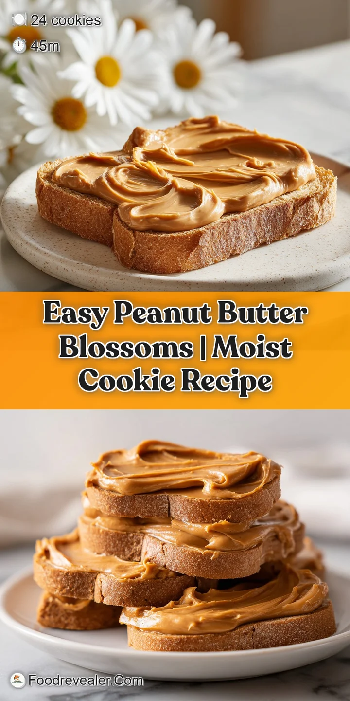 Close-up of a peanut butter blossom, showcasing the soft, cracked cookie and smooth milk chocolate kiss.