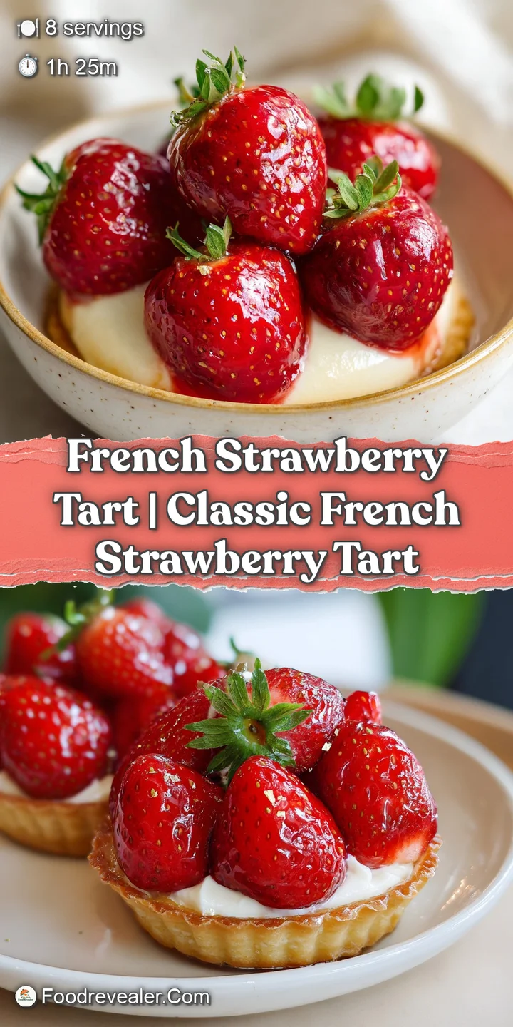 Macro view of glistening red strawberries atop thick vanilla cream and a crisp, flaky buttery pastry edge.