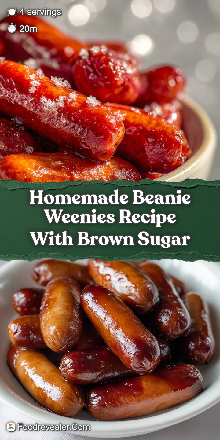 Close-up capturing the glistening surface of beanie weenies, interwoven with strips of crispy, smoky bacon. Hearty and sa...