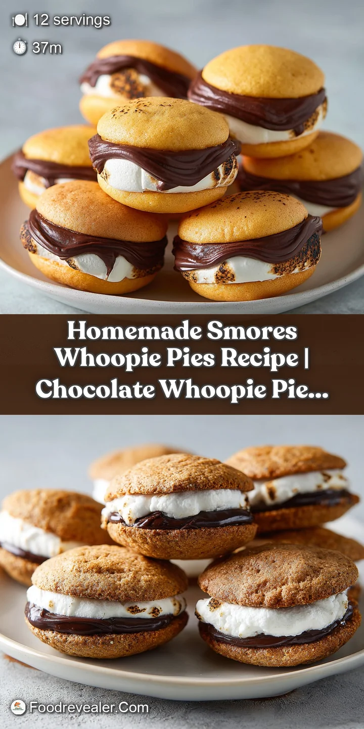 Close-up of a whoopie pie split open, revealing the gooey, melted marshmallow cream filling and soft, dark chocolate cake.
