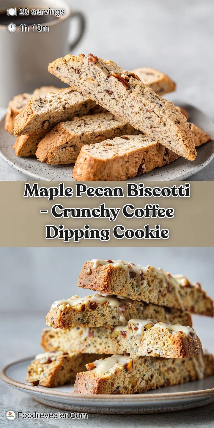 Close-up of a maple pecan biscotti showcasing a coarse texture and a rich, golden hue, with visible pecans toasted to perf...