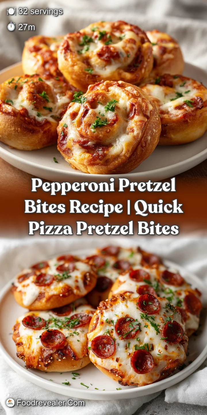 Close-up of a warm, soft pretzel bite topped with gooey, melted mozzarella cheese, spicy pepperoni, and bright red sauce.