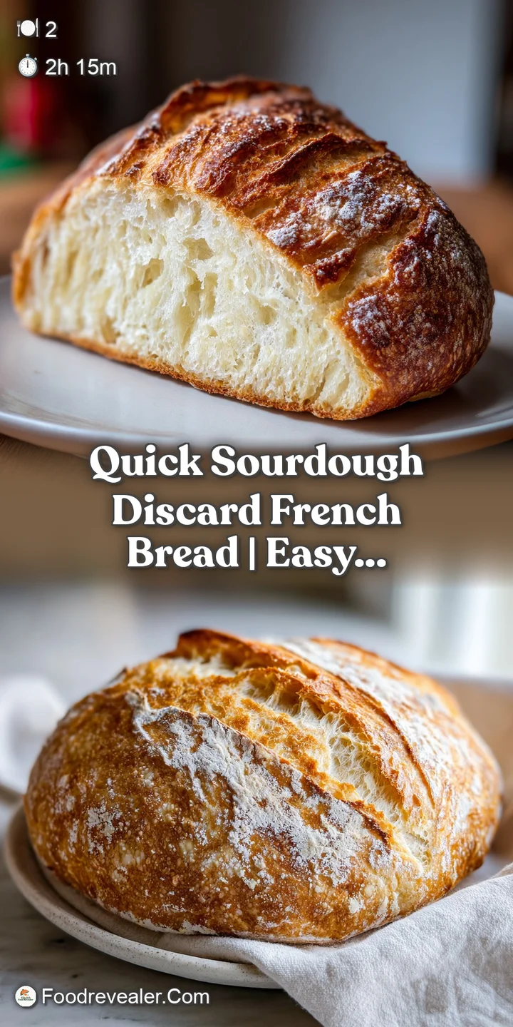 Close-up of the sourdough baguette, showcasing a crackled crust and airy crumb. Hint of flour dusting the golden surface.