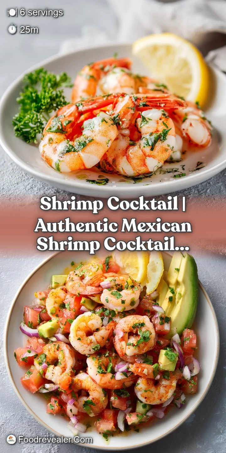 Juicy, bright pink shrimp with glistening tails and a dollop of rich red cocktail sauce.