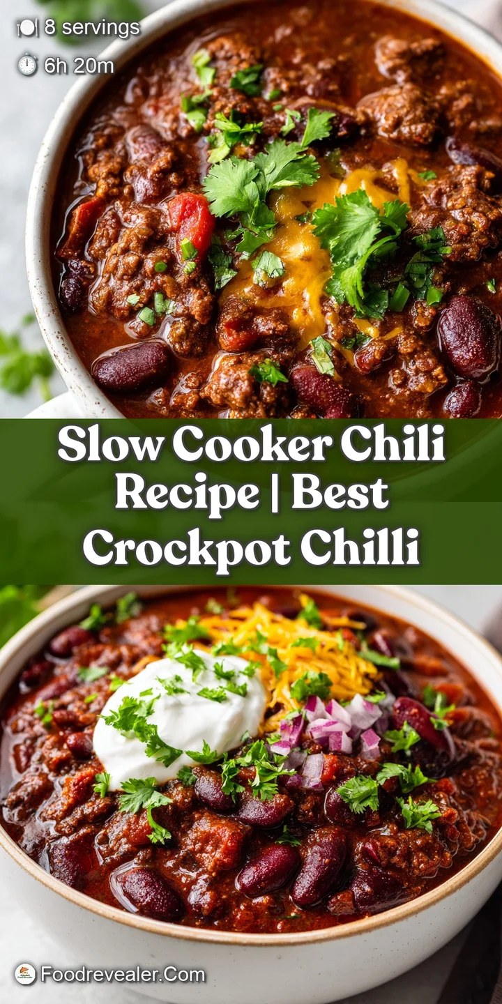 Close-up of thick, hearty chili showing tender beef shreds and bright red beans, a hint of steam rising.