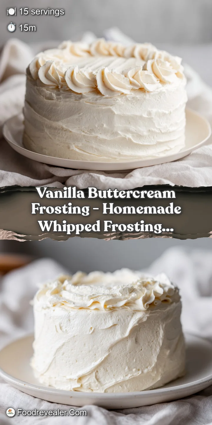 Close-up of a spoon dipping into velvety, smooth vanilla frosting, showing its rich texture.
