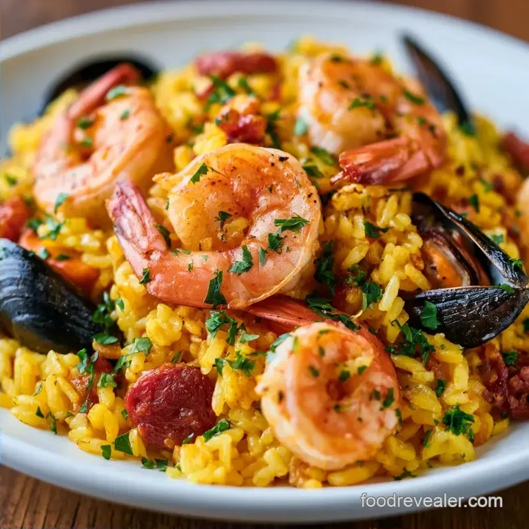 Authentic Spanish Mixed Paella with Seafood