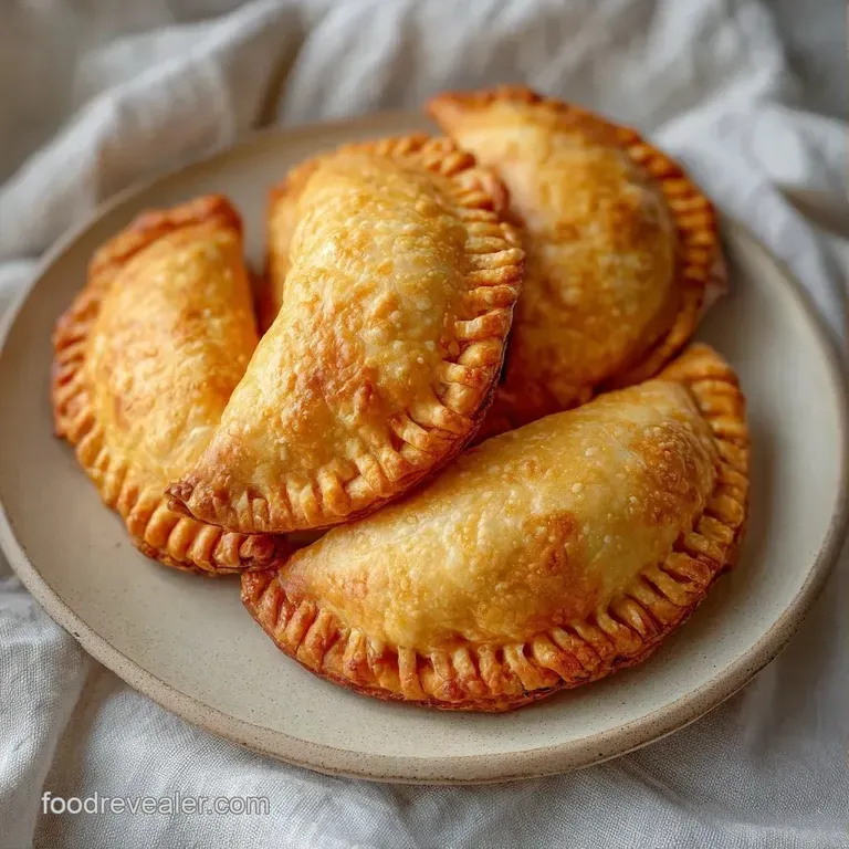 Platter of golden pastry pockets paired with a zesty dipping sauce and fresh cilantro garnish on a white plate.