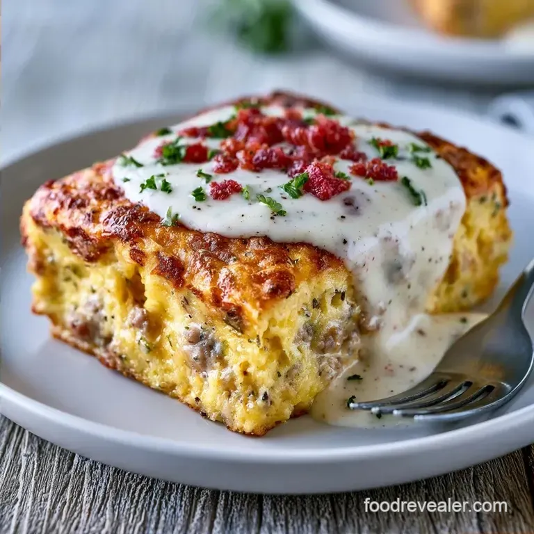 Southern Biscuits and Gravy Casserole: Baked