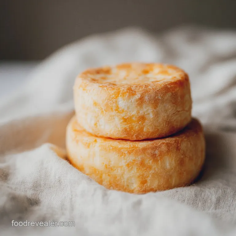 A golden-hued cheese ball, studded with pecans, is elegantly sliced and presented with fresh herbs.