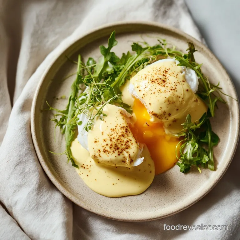 Delicate poached eggs bathed in creamy hollandaise, dotted with vibrant green chives on toast.