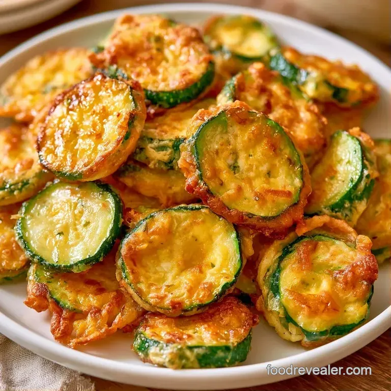 Neatly stacked golden zucchini fritters on a white ceramic plate, garnished with sliced green onions and sesame seeds.