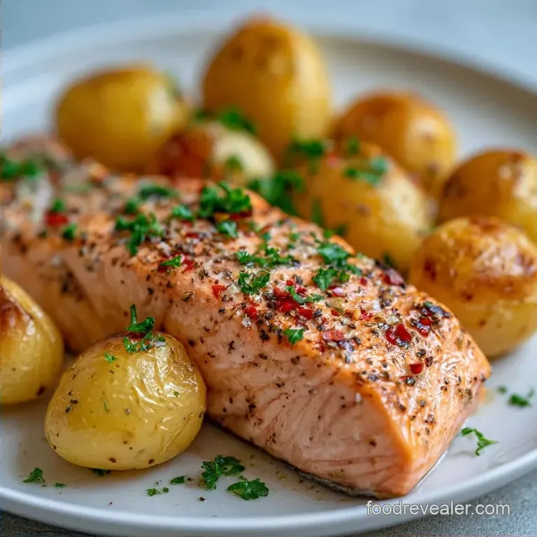 One Pan Oven Baked Salmon with Veggies