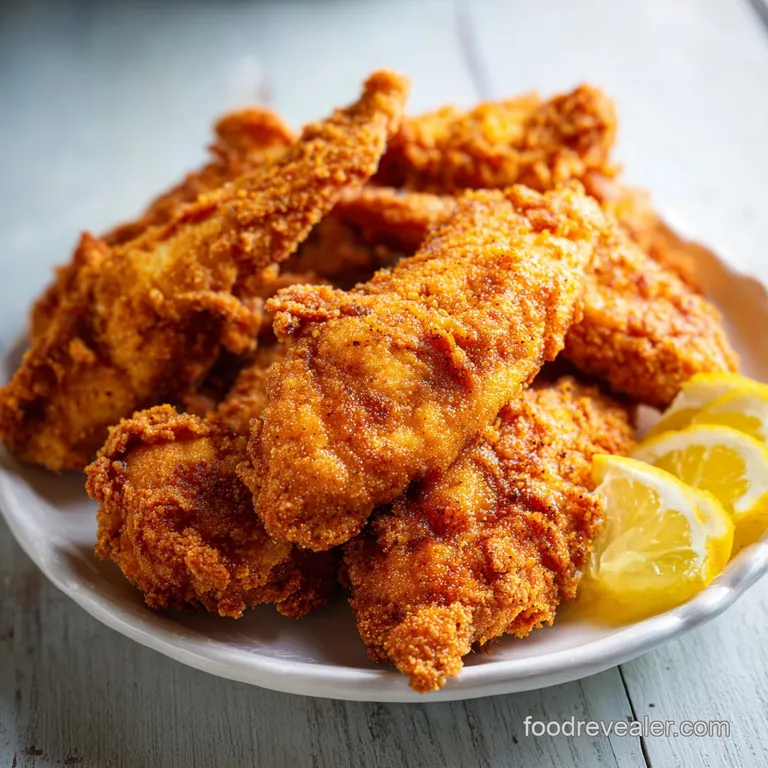 Crispy fried catfish fillet resting on creamy grits, vibrant collard greens, and a lemon wedge, promising Southern comfort.