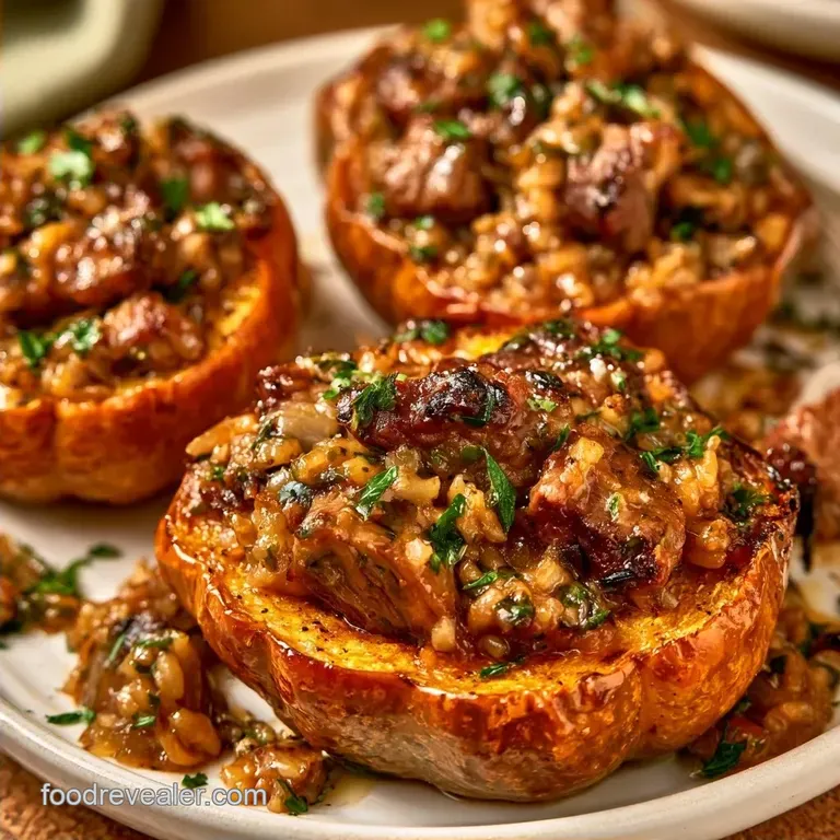 Stuffed Acorn Squash with Ground Beef and Rice: Roasted