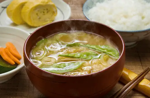 Miso soup is a Japanese staple and is the ideal way to start a meal with teriyaki salmon. The soup's umami flavors will help round out the dish.